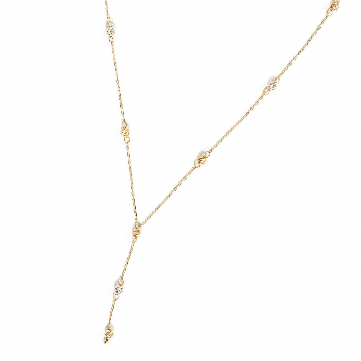 Gold Bead Lariat Necklace