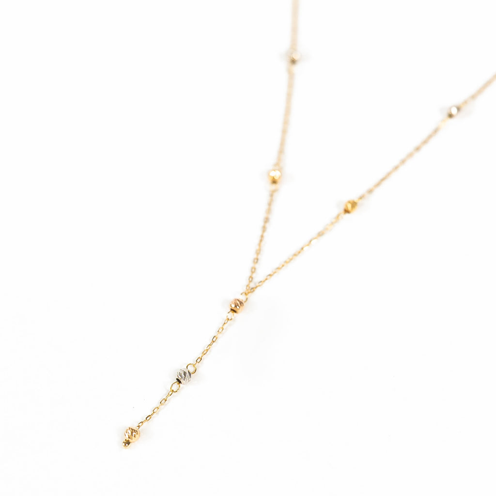 Gold Bead Lariat Necklace