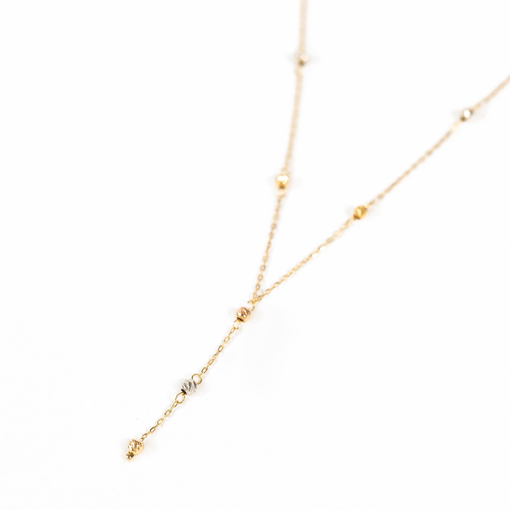 Gold Bead Lariat Necklace