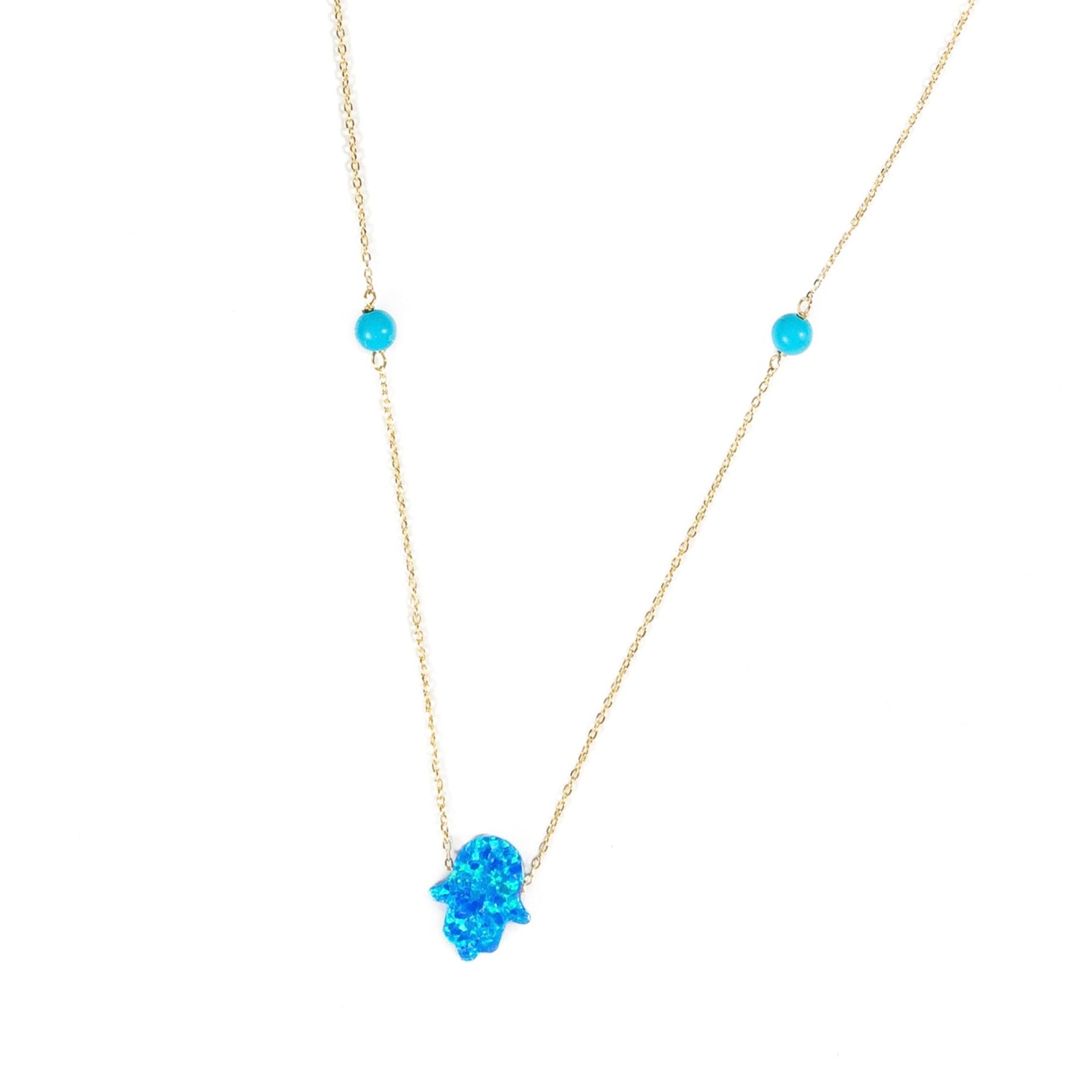 Blue Opal Hamsa Necklace